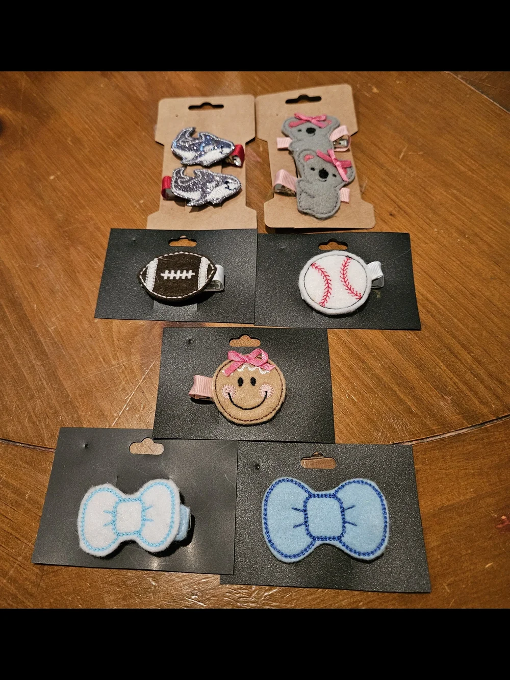 Kids Felt Hair Clips Set - Light Blue, Pink, White, Brown